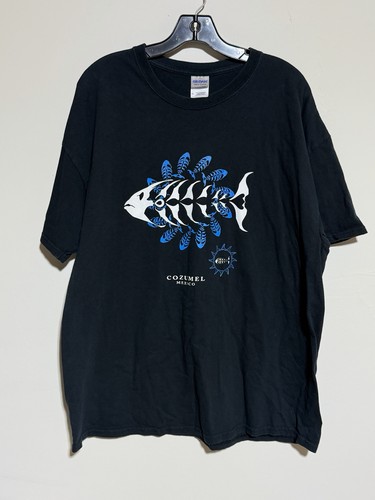 Primal Surf Fish Skeleton Surfing Beach Apparel Cozumel Graphic Printed T-Shirt