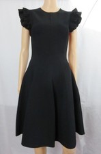 Alexander McQueen Black Ruffled Short Sleeve Stretch-Knit Dress SZ S. NWT