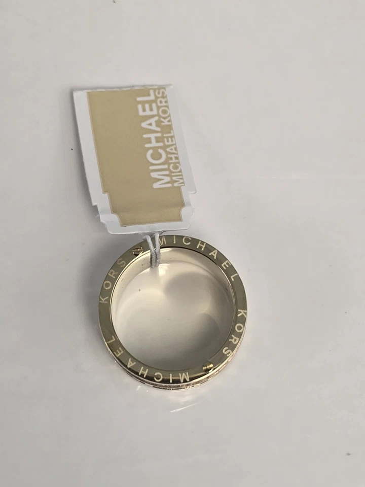 Michael Kors Brilliance Pave Baguette Barrel Ring $115 Two Tone Gold SZ 8 New - Image 4 of 4