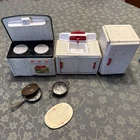 vtg Marx Pretty Maid Tin Litho Kitchen dollhouse furniture 1950’s Fridge Stove