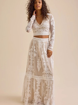 #ad Altar’d State Arissa Floral Embroidered Maxi Skirt Top All Size $82.63
