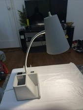 Gray Modern Desk Lamp with USB Charging Port, Flexible Arm, Plug-In
