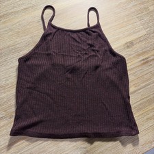 Brandy Melville Ribbed Burgundy Donilyn Crop Spaghetti Strap Tank One Size