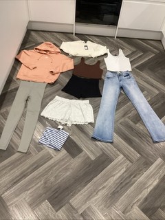 Pacchetto donna taglia 6 8 Newlook Adidas Primark Jeans felpa con cappuccio pantaloncini maglione