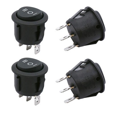 TWTADE / 4Pcs Momentary Boat Rocker Switch 3 Pin 3 Round, Black 