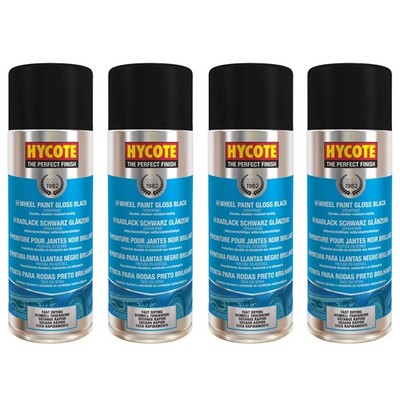 Hycote schwarz glänzend schnelltrocknende Aerosol-Sprühfarbe 400 ml perfektes Finish x4