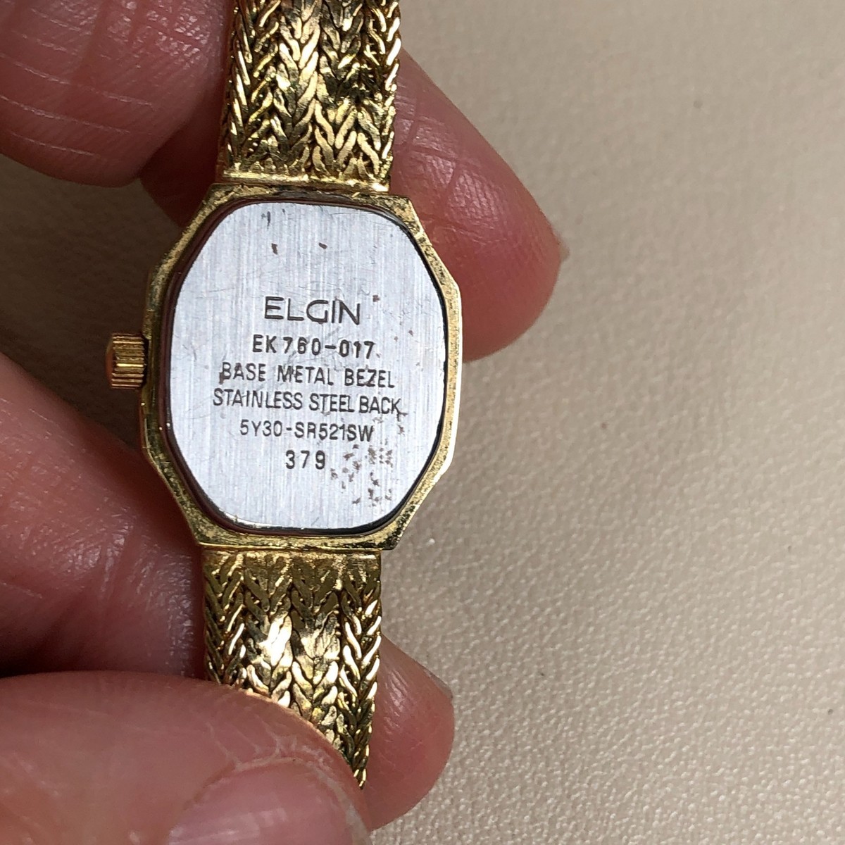 Vintage Women's Ek760-017 Elgin Diamond Quartz Black Dial Oval