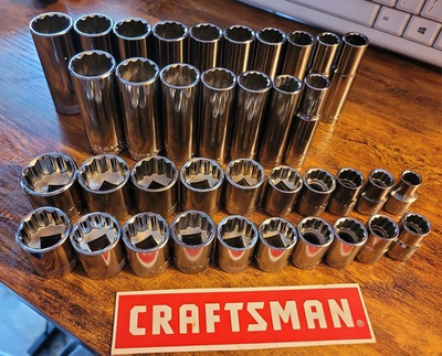#ad #ad 37 pc Craftsman 3 8quot; Drive std Deep sae mm Socket Set 37 Piece 12 Pt $42.12