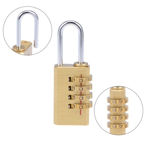 4 Digit Combination Padlock Brass Pad Lock 3mm Shackle 21mm Body Width - Picture 6 of 6