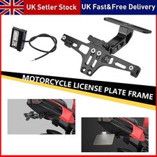 Motorcycle License Number Plate Holder Aluminum Tail Tidy Bracket w/ LED Light