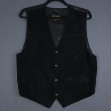 Scully Western Waistcoat Mens 2XL Black Boar Suede Leather Snap Front Vest XXL