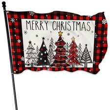 Merry Christmas Flag Outdoor 3x5 Ft Double Sided Winter Christmas Tree Flags ...