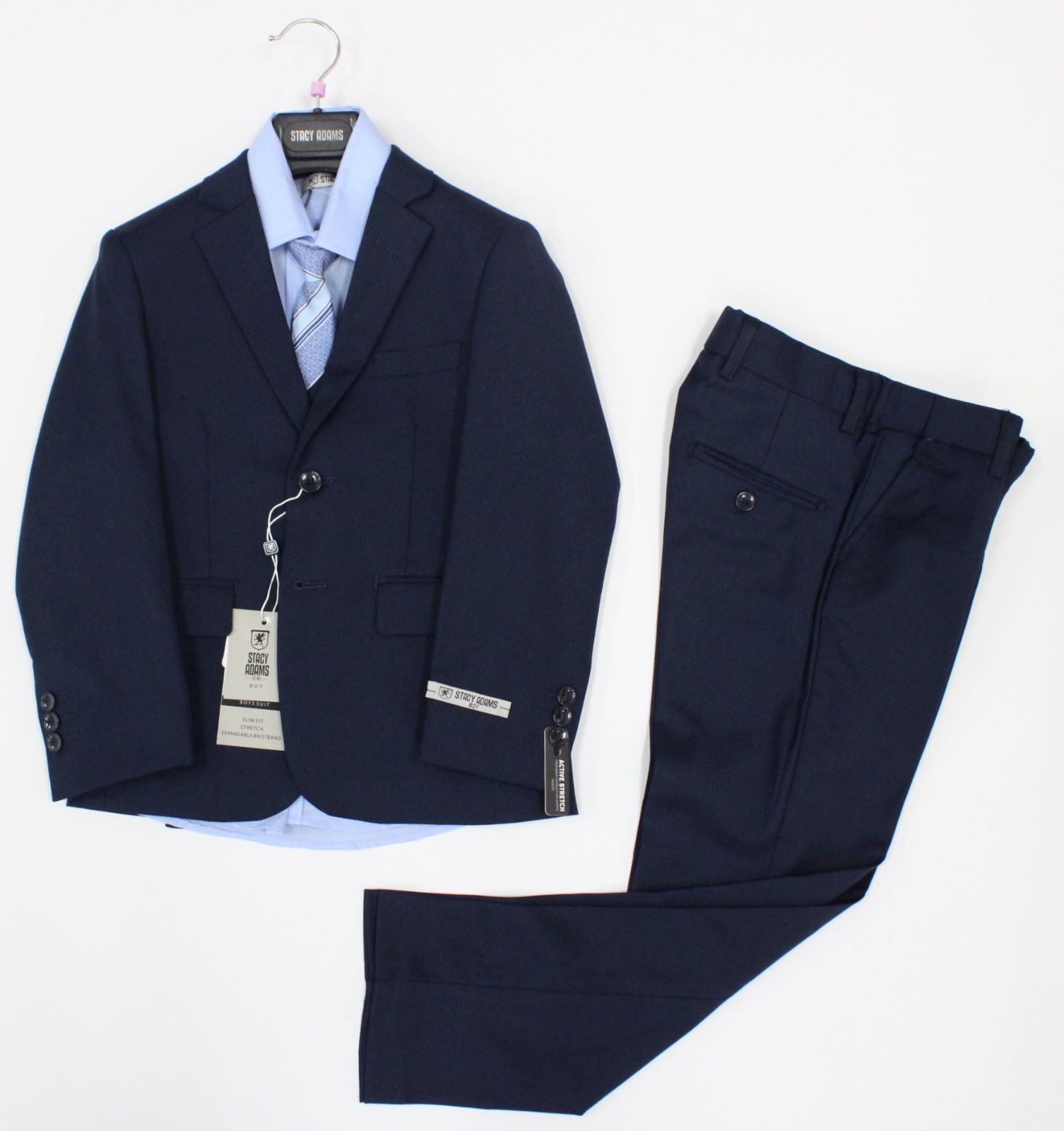 Boy's Stacy Adams 5pc Navy 5pc Wedding Church Suit image 2