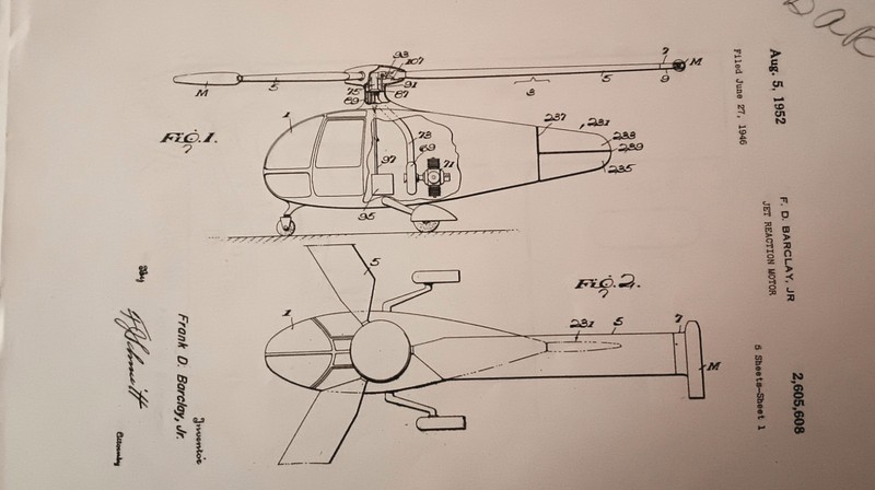 Jet Reaction  Helicopter Patent  Filed 1946  By  Frank Barkley.