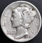 1945-S 10C Mercury Dime Grease STRIKE-THROUGH Liberty "B" VF (#8639)