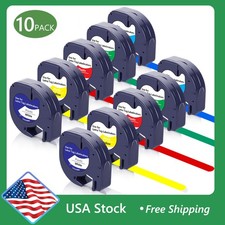 Dymo Letratag Refill 91331 White Plastic Label Tape 12mm LT-100H 1/2" 10PK