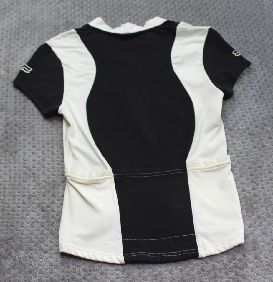 Camiseta de ciclismo Fox Racing feminina pequena preta branca meio zíper manga curta MTB - Imagem 2 de 4