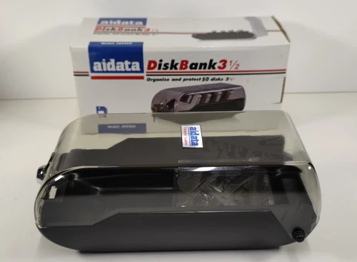 3.5" Floppy Disk Holder Storage Box With Keys - Holds 50 Disks - New Old Stock