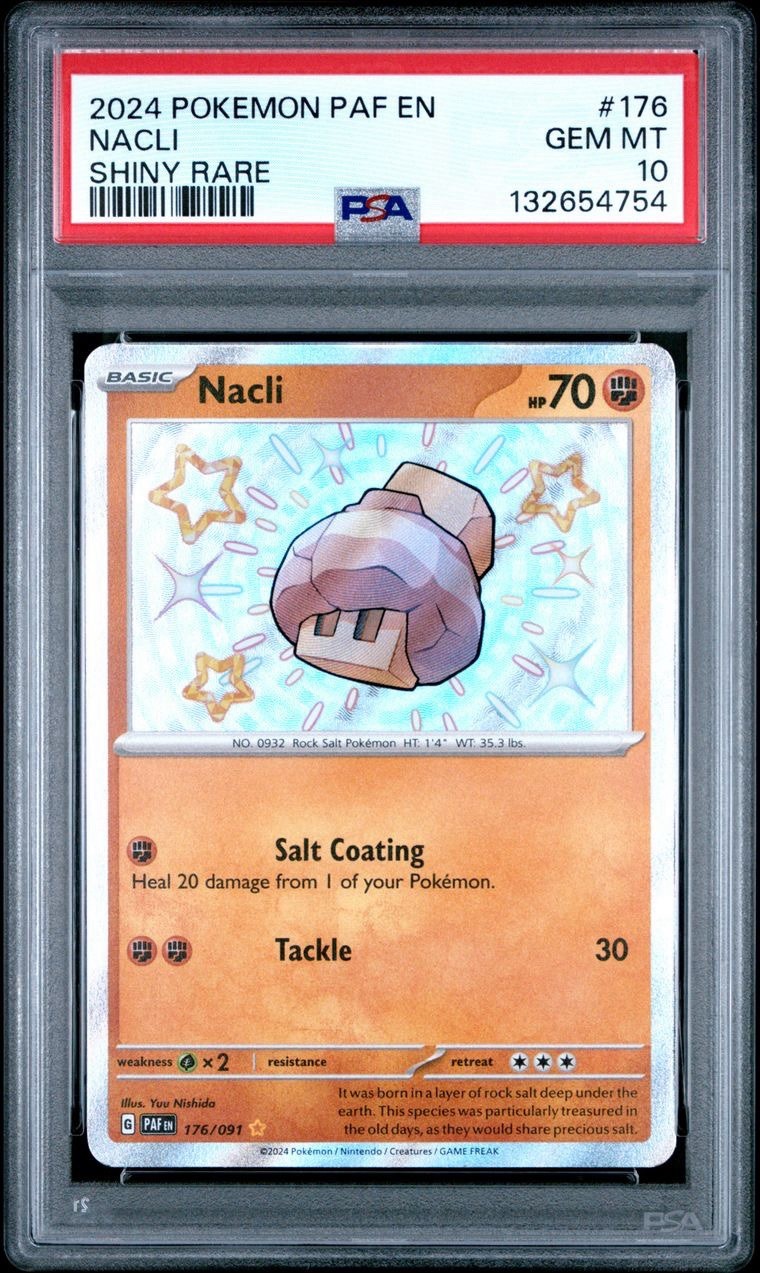 2024 Pokemon Paldean Fates #176 Nacli Shiny Rare PSA 10 Card GEM MINT Free Ship!