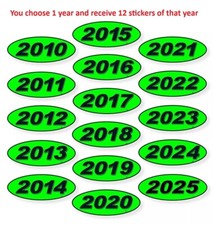 Windshield Oval Model Year Vinyl Stickers Black Green - One Dozen Of Same Year Windshield Oval Model Year Vinyl Stickers Black Green - One Dozen Of Same Year