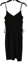 1.state Women's Spaghetti Strap Dress Black Tie Sides Midi Size 2