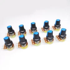 10 Units 10K B10K OHM Linear Taper Rotary Potentiometer POT Blue Knob