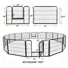 24" Dog Kennel Crate Pet Enclosure Exercise Pen Fence EZ Setup Multiple Shape