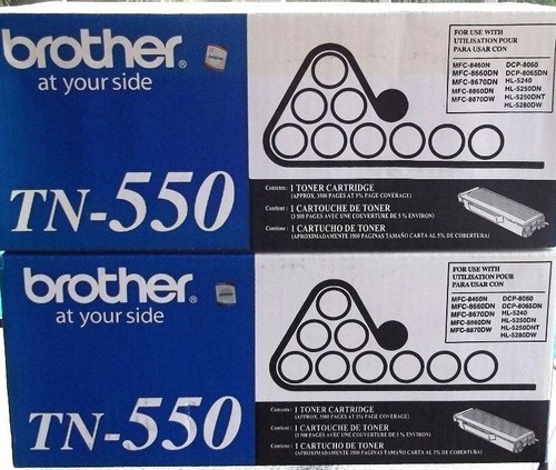 2 New Genuine Factory Sealed Brother TN550 Toner Cartridges TN-550 - 第 1/1 張圖片