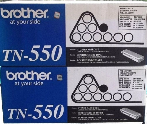 2 New Genuine Factory Sealed Brother TN550 Toner Cartridges TN-550