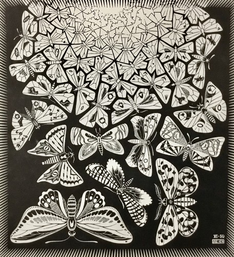 Estampado enmarcado personalizado de mariposas MC Escher - Imagen 2 de 2