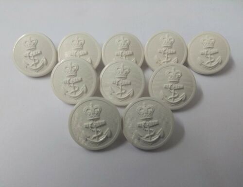 Genuine British Royal Navy RN White Nylon Issue Dress Buttons 36L X 10  NEW - Picture 1 of 6