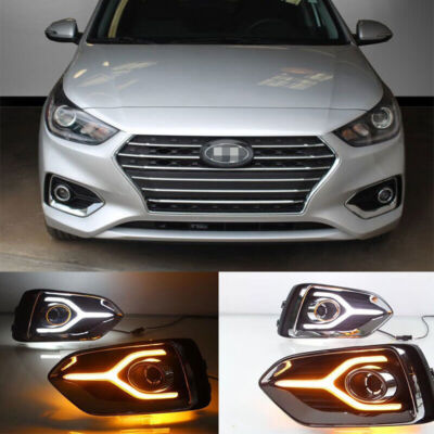 LED Daytime Running Light Fog Lamp DRL For Hyundai Accent Solaris 2017 2018 2019