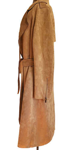 Tahari Faux Suede Topper Coat Long Duster Size XL Cafe Mocha New with Tags - Picture 4 of 17