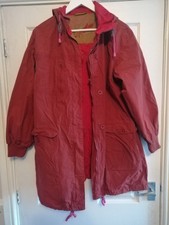 Gudrun Sjoden Red 100% Cotton Hooded Parka Coat Size Med