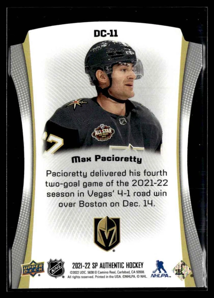 2021-22 Sp Authentic Die cuts Max Pacioretty #DC-11 H7R2F - Image 2 of 2