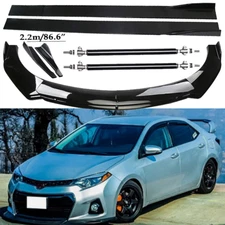 Front Bumper Lip Spoiler Side Skirts Rear Glossy Black For 14-16 Toyota Corolla