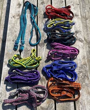 Braided poly cord Western barrel/roping reins w/rolled grip assorted colors