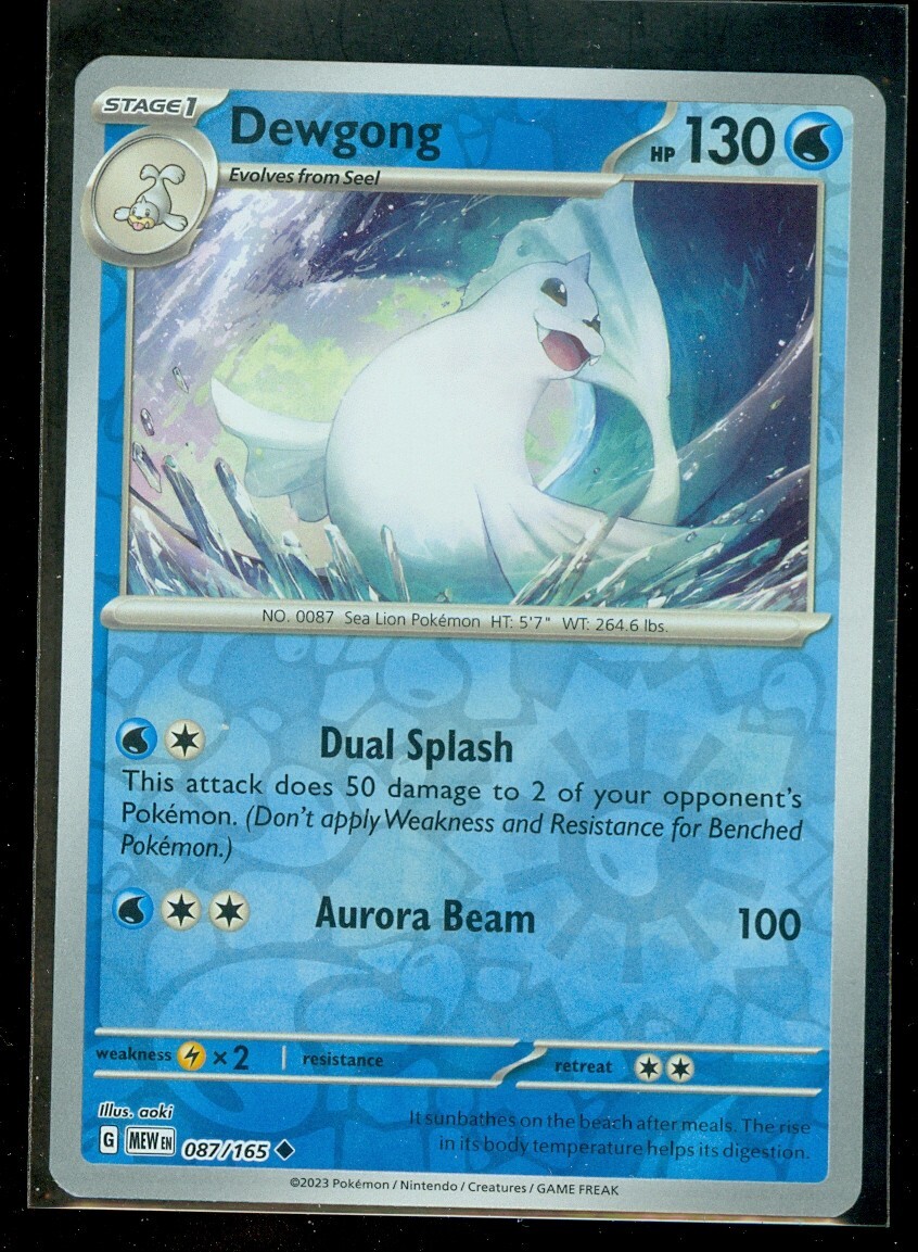 Pokemon DEWGONG 087/165 Pokemon 151 - Rev Holo - - MINT