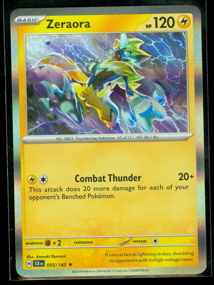 Pokemon ZERAORA 055/142 - Stellar Crown - RARE HOLO - - MINT Pokemon ZERAORA 055/142 - Stellar Crown - RARE HOLO - - MINT