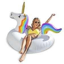 Gofloats Swimming Unicorn Party Tube Inflatable Float for Pool Beach Lake 45 in