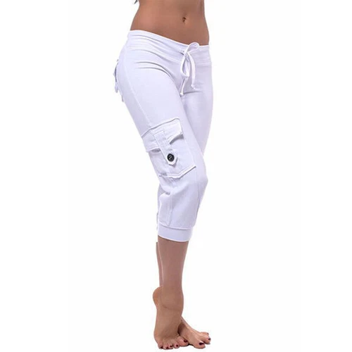 Summer Women's Capri Pants Casual Stretch Cropped Joggers Loose Trousers Fashion - Picture 29 of 44