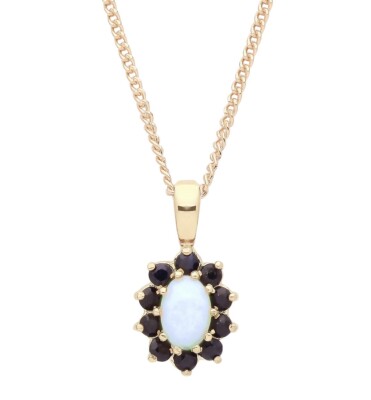 9ct Opal & White Sapphire necklace 9ct Opal & White Sapphire necklace