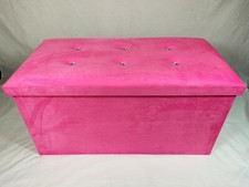 Soft Velvet Folding Ottoman Storage Box Footstool 2 Sizes