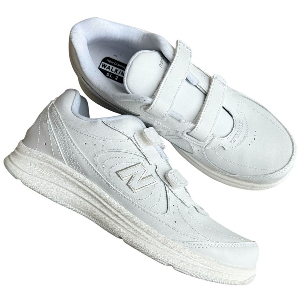 New Balance 577 triple white walking shoes hook & loop women
