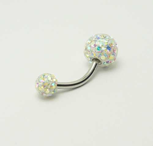 Bauchnabelpiercing Banane Kugel Ball Epoxy Ferido Glitzer Multi Stein - Bild 5 von 5