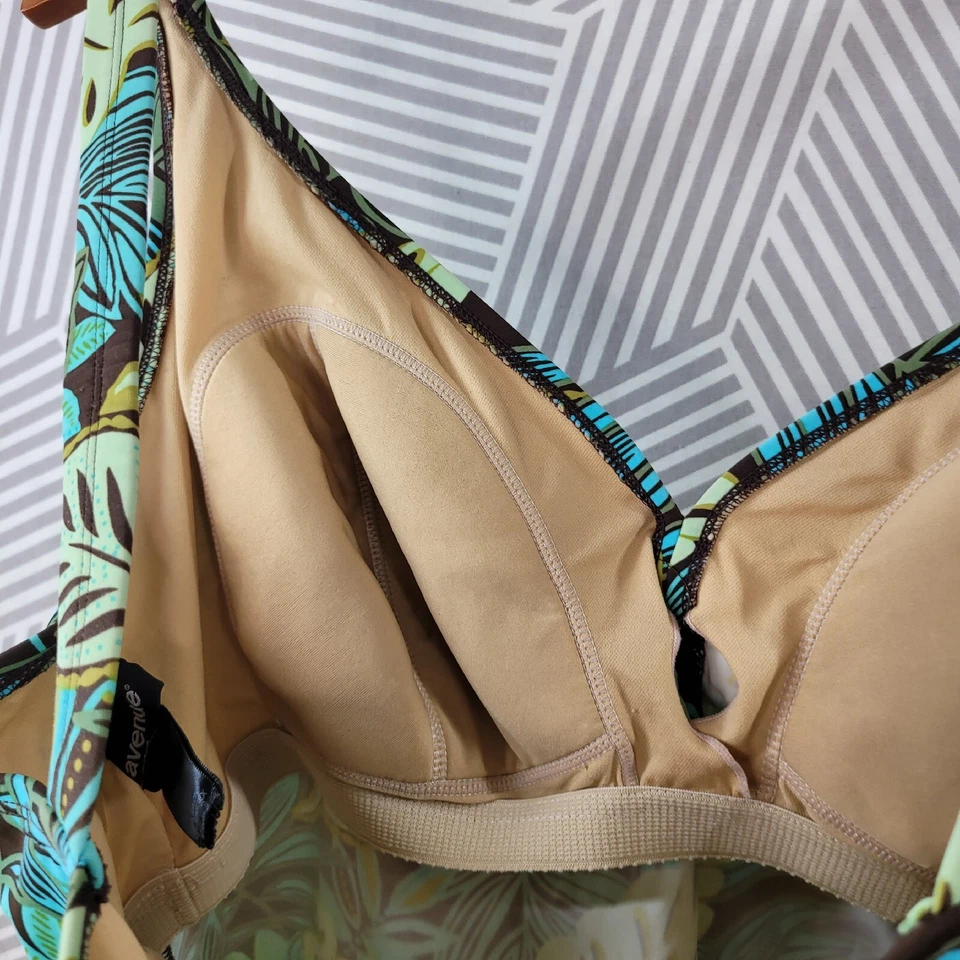 Traje de baño vintage Avenue Tankini Top talla grande 22 tanque de natación hoja tropical sin cables Foto 3 de 4