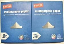 2 Packs Staples Multipurpose Paper 96 Bright 1000 Sheets 8.5"x11" Printer Copier