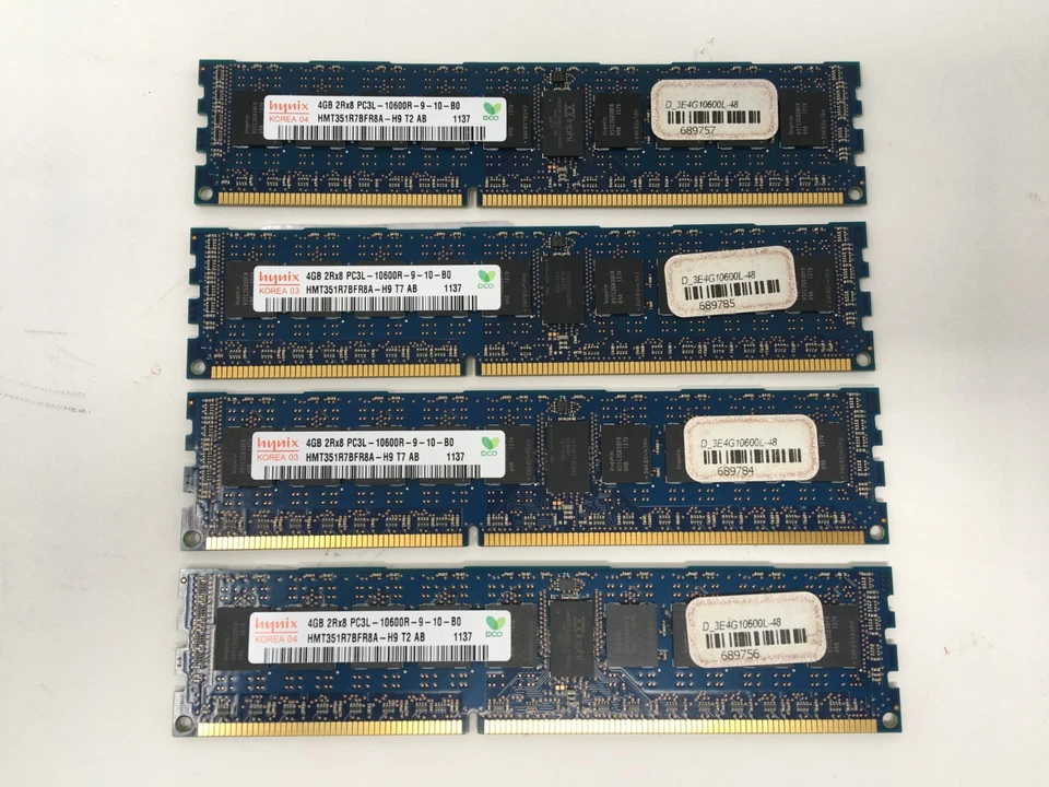 Hynix 4x4GB 2Rx8 PC3L-10600R-HMT351R7BFR8A-RDIMM ECC (SERVER RAM) - Image 3 of 4