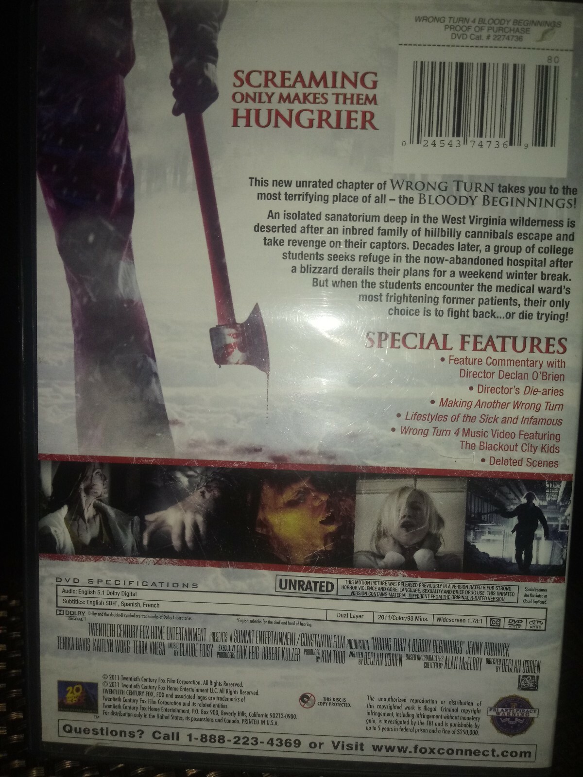 Wrong Turn 4 Bloody Beginnings Dvd 2011 Rated Unrated For