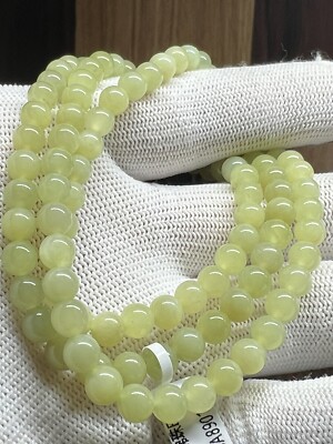 6mm Hetian Yellow Jade Necklace新疆和田玉若羌黄口料黄玉项链| eBay